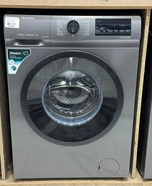 Machine à laver HISENSE Frontale  08KG  inverter  vapeur  1400tr/min  Grise  WFQP8014EVMT