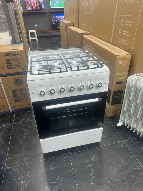 CUISINIERE EXTRA 4 FEUX GAZ/GAZ BLANCHE CO1GG-CVE60W ventilée