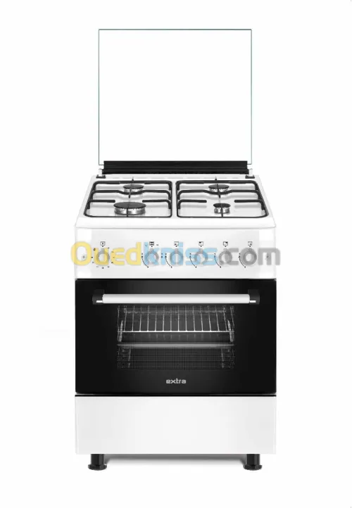 CUISINIERE EXTRA 4 FEUX GAZ/GAZ BLANCHE CO1GG-CVE60W ventilée 