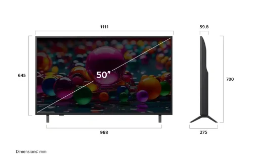 Télévision LG 50"  Smart TV LG UHD AI UA85 4K UHD  New 2025 50UA85006LA