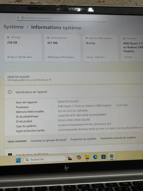 Laptop HP ELITEBOOK 845 G10 Ryzen 5 7545U 16GB RAM NVME256GB (حاسوب محمول)