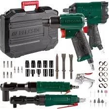 Coffret de 71 pièces d'outils pneumatiques de bricolage PARKSIDE avec clé à choc,marteau burineur, meuleuse pour compresseur d'air