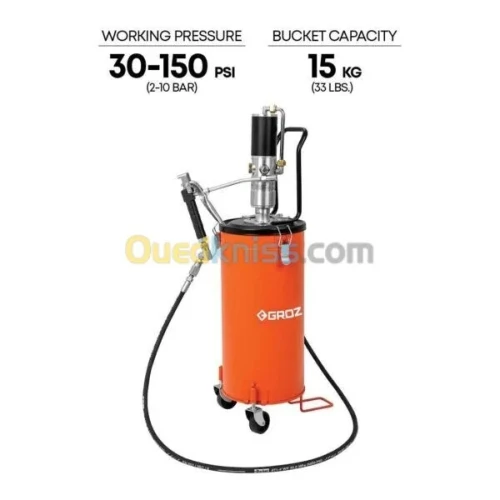 POMPE DE GRAISSE PNEUMATIQUE GROZ 15KG MADE IN INDIA