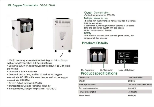 Concentrateur d'oxygene 10 Litres OWGELS