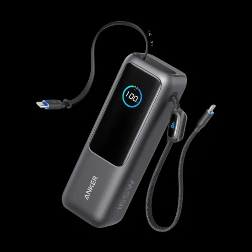 PowerBank Anker (25K, 165 W, câble intégré + câble rétractable)