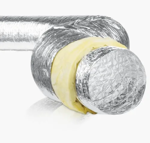Conduit dair flexible Gaine de soufflage flexible  en aluminium et en aluminium près-isolé ignifuge 