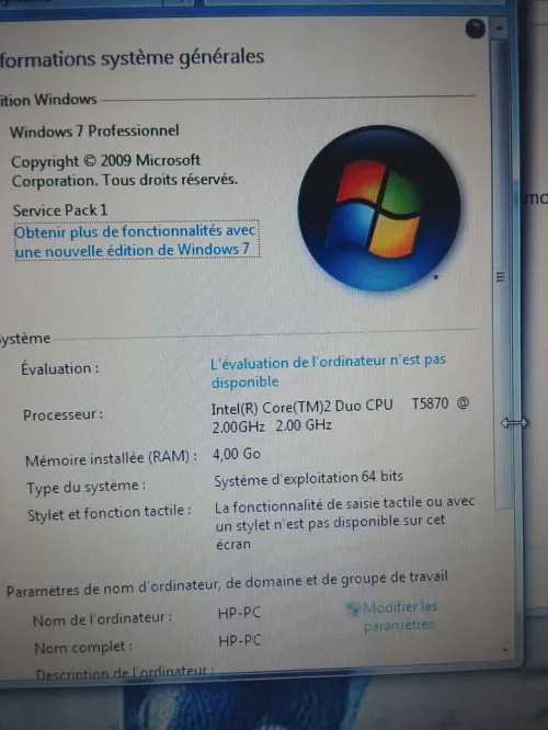 Laptop HP,  core 02 duo,  320 Go HDD,  04 Go de RAM,