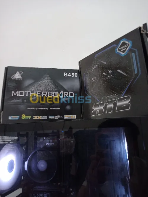 Pc gamer Rmdan jbto ryzan 5 5600 pro AMD 16 ram 256 SSD boîtier raid max clavier casque souris B450