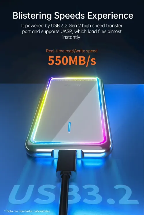 Ssd externe netac RGB 128gb,250,500