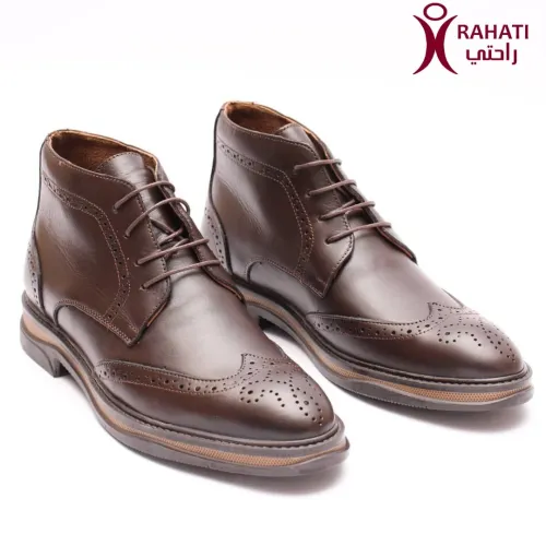 Chaussure Orthopédique de Confort Demi-Boots Richelieu pour Homme, en cuir Marron Nègre "HDTHER25"