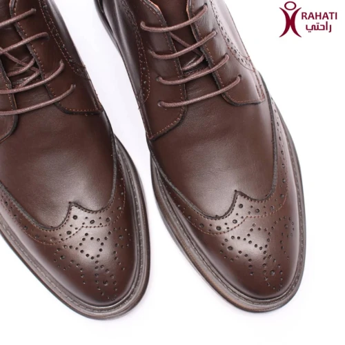 Chaussure Orthopédique de Confort Demi-Boots Richelieu pour Homme, en cuir Marron Nègre "HDTHER25"