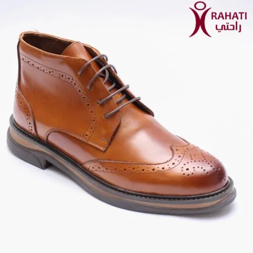 Chaussure Orthopédique de Confort Demi-Boots Richelieu pour Homme, en cuir Marron "HDTHER26"