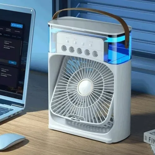 Mini ventilateur USB portable | مروحة تبريد صغيرة محمولة مع LED 7 ألوان | مروحة مكتب + سيارة + غرفة | تبريد قوي وصامت مع كابل USB