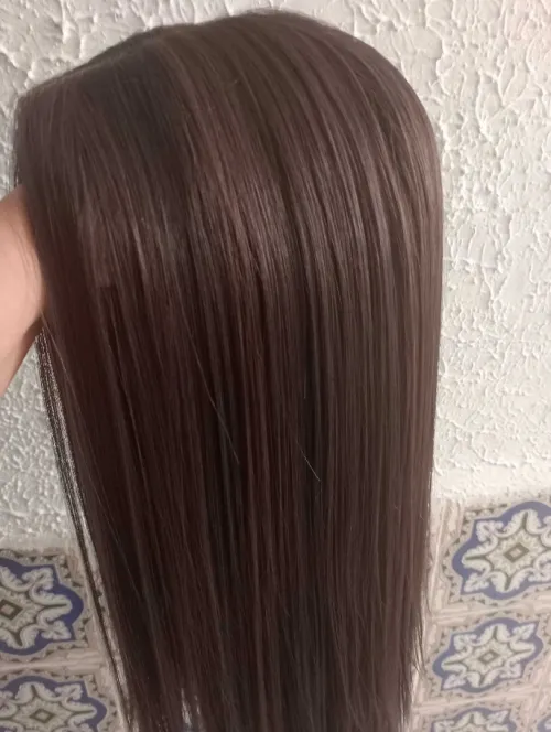 Perruque semi naturelle joudour dentelle chatain avec reflet marron longueur moyenne classe neuve avec ticket