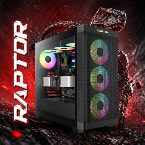 PROMO CONFIG PC GAMER RAPTOR INTEL I3 14100F / 16GB DDR4 3200MHZ / H610 / 256GB SSD M.2 / RTX 3050 / 600W / 4X ARGB FANS