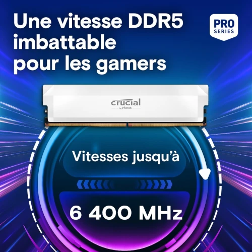 Mémoire RAM CRUCIAL PRO DDR5 OVERCLOCKING 32GB (2 x 16GB) 6400MHZ CL38 WHITE