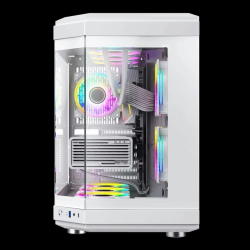 PROMO BOITIER PC GAMING GAMEMAX HYPE BLANC, double chambre, verre trempé, Mid-Tower ATX, avec 3 ventilateurs Infinity 120 mm ARGB à double anneau