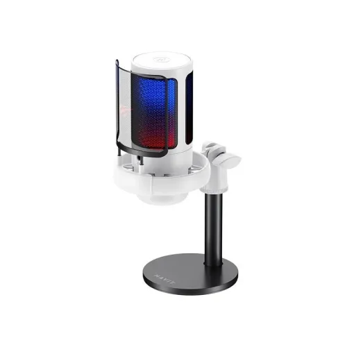 Microphone gaming HAVIT GK50, prise jack 3,5 mm et USB-C, RGB, pour PC, Mac, PS4, PS5. Idéal pour le streaming, le gaming et l'enregistrement.