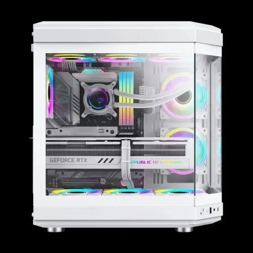 PROMO BOITIER PC GAMING GAMEMAX HYPE BLANC, double chambre, verre trempé, Mid-Tower ATX, avec 3 ventilateurs Infinity 120 mm ARGB à double anneau