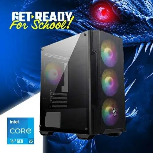 PROMO RENTRÉE Pc Gamer INTEL I5 14400F/16GB DDR4/H610/256GB SSD M.2/RX 580/600W/4X RGB FANS