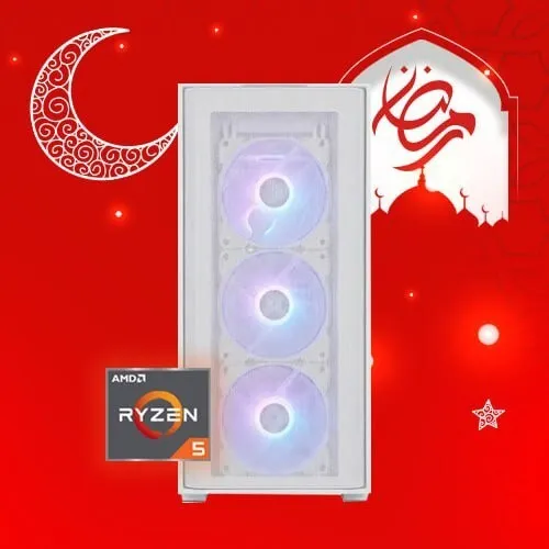 PROMO RAMADAN Pc Gamer AMD RYZEN5 5500 / AIR COOLING RGB / 16GB (2x8GB) DDR4 3200MHz / B550 / 256GB SSD / RTX 5050 8GB / 650W / 4X ARGB FANS