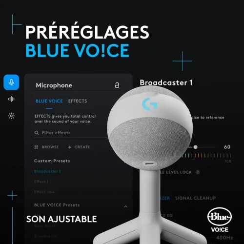 Microphone gaming Logitech G Yeti Orb, USB, RGB, pour PC et Mac, idéal pour le streaming