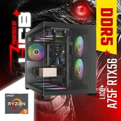 Pc Gamer AMD RYZEN5 7500F /AURA GL120 V2/16GB DDR5 4800MHZ/A620/256GB SSD/RTX 5060/650W/3X ARGB FANS