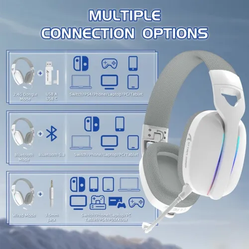 CASQUE GAMING ATTACK SHARK L90 WHITE, FOR PC/PS4/PS5/SWITCH/XBOX