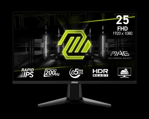 MONITEUR MSI MAG 255F E20 24.5" - Full HD 1080p, 200Hz, RAPID IPS, 0.5ms, 120% sRGB, HDR Ready, AI Vision, AMD FreeSync Premium, Eye care, Tilt Adjustable