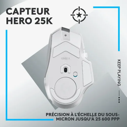 PROMO SOURIS GAMING SANS FIL LOGITECH G502X LIGHTSPEED, 25K DPI, 13 BOUTONS PROGRAMMABLES BLANC