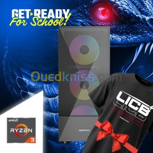 PROMO RENTRÉE SCOLAIRE Pc Gamer AMD RYZEN3 3200G/8GB DDR4/B550/256GB SSD/550W/4X RGB FANS/+SURPRISE 