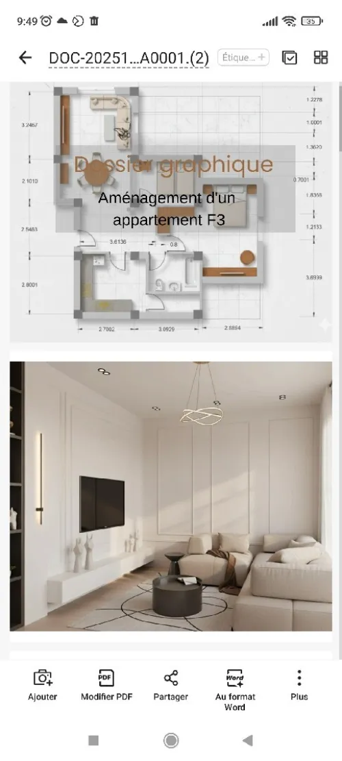 Rénovation et réaménagement / Architecte/ conception 2 D et 3D appartement équipements cuisine équipé et meuble sur mesure