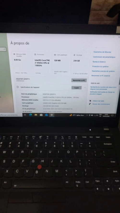 Pc Portable Lenovo ThinkPad i7 8eme 8/256gb ssd Garantie