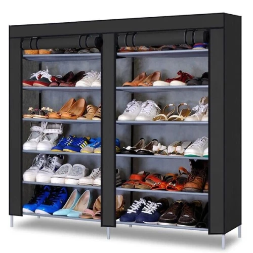 حامل و منظم الأحذية بـ12 رف مزود بستار مزدوج Porte-Chaussures A 12 Étagères ]