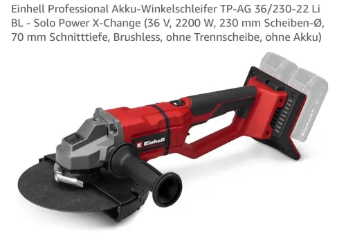Meuleuse d'angle sans fil professionnelle Einhell TP-AG 36/230-22 Li BL