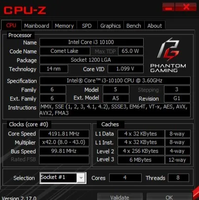 Intel I3 10100 3.60GHz 10em GEN