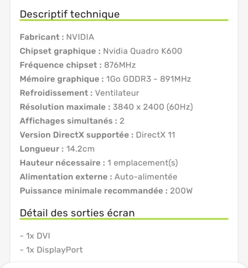 Nvidia quadro 600