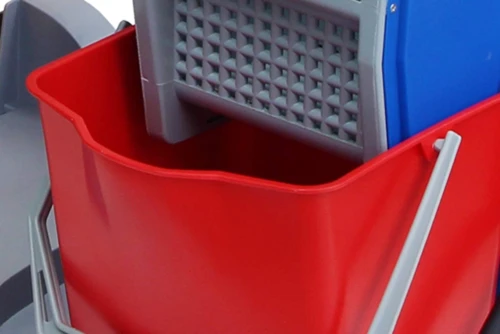 Chariot de Nettoyage avec Couvercle Sac 25 Gallons 2 Seaux Presse-serpillière