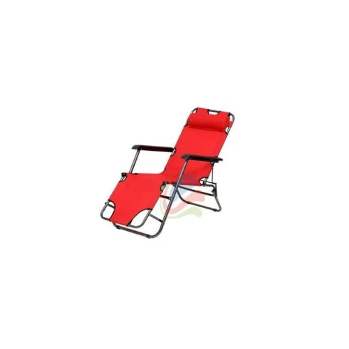 Chaise Longue Pliable Repose-Pied Rouge Bain Soleil Transat Jardin