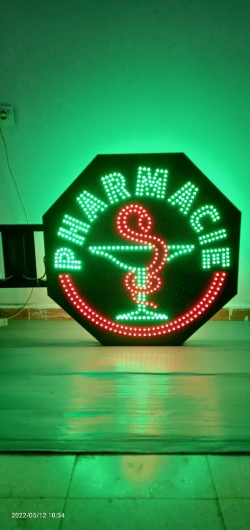panneau pharmacie 80x80cm octagonal