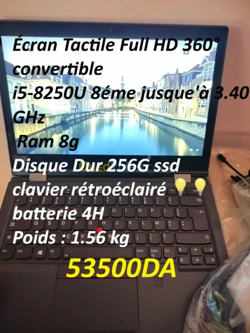 Lenovo ThinkPad Tactile Full HD 360 convertible L380 i5 8éme / 8g / 256 ssd