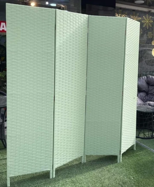 *** STOCK LIMITE *** Paravent Intérieur Pliable 4 Panneaux Structure en Bois et Rotin Artificiel