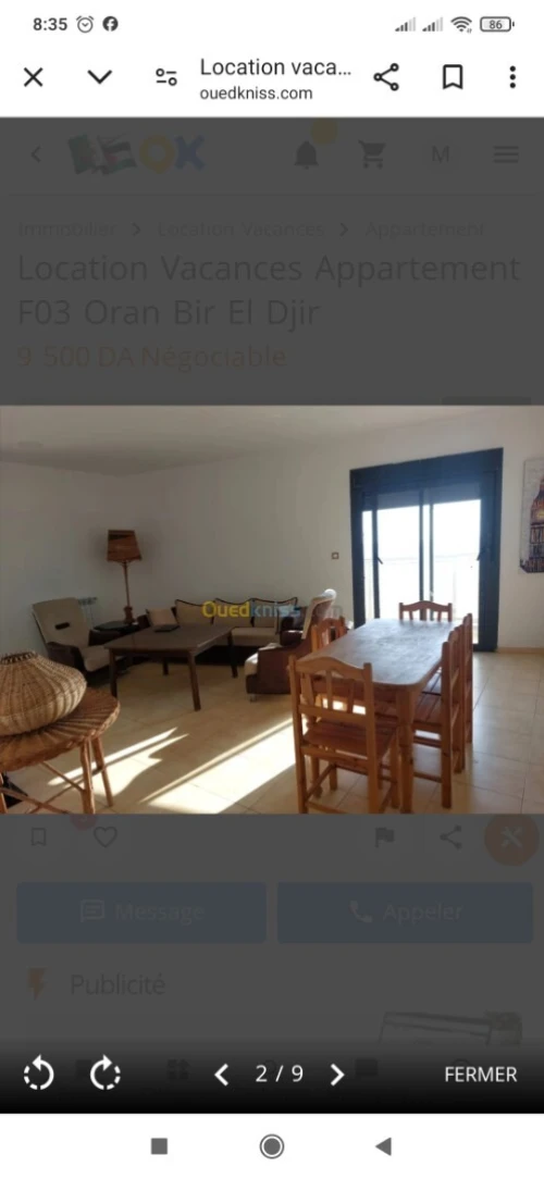 Location vacances Appartement F3 Oran Bir el djir