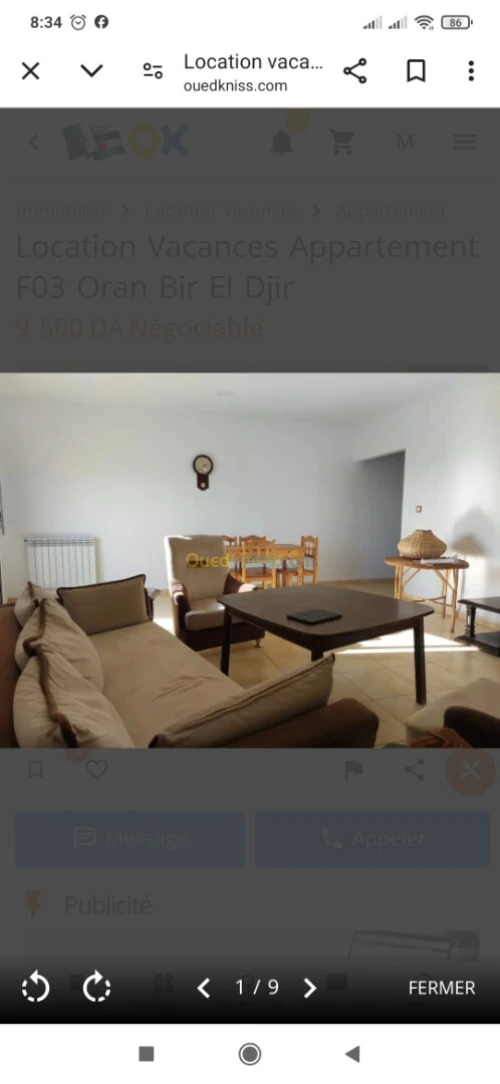 Location vacances Appartement F3 Oran Bir el djir