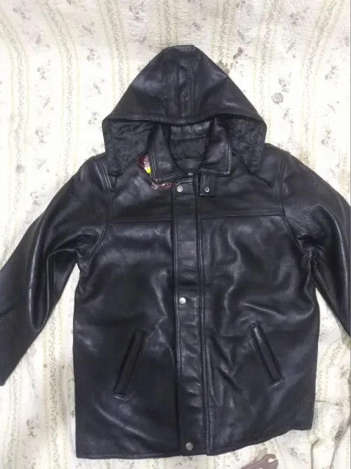 VESTE  CUIR  NOIR
