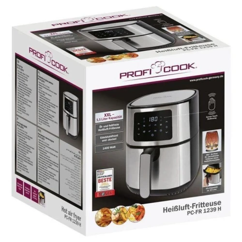 Proficook Friteuse à air chaud 5,5L avec écran tactile -7 programmes- PC-FR 1239 H-Noir-Argent