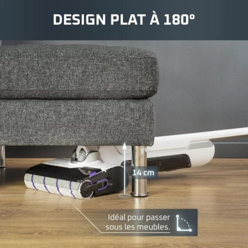 Rowenta X-Clean 10-Aspirateur Laveur sans fil-Design plat 180 degré-Autonomie 60min-Blanc-GZ7540WO
