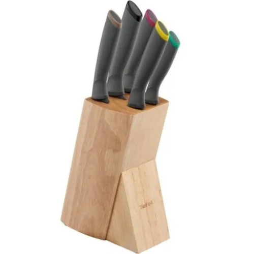 Tefal Ensemble de 6 couteaux de cuisine dans un bloc en acier