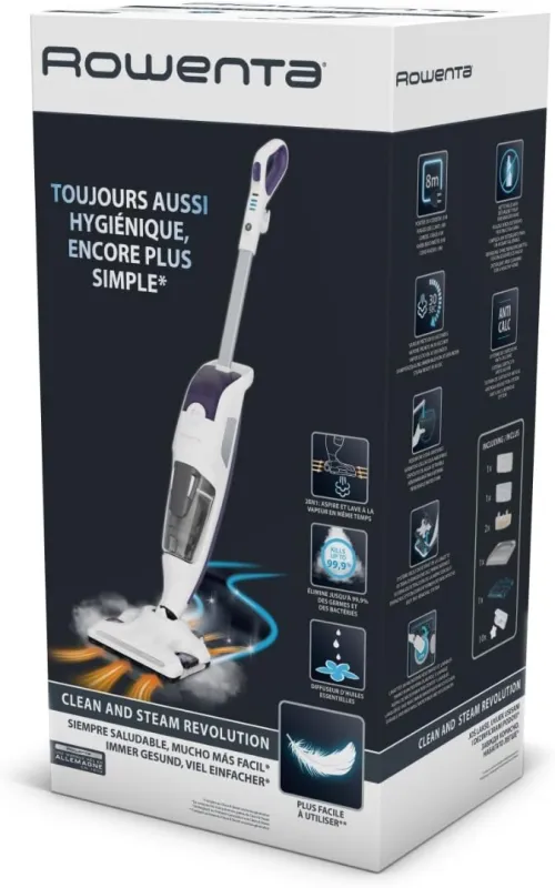 Rowenta balai ASPIRATEUR VAPEUR 2EN1 1500W BLANC VIOLET RY7731WH