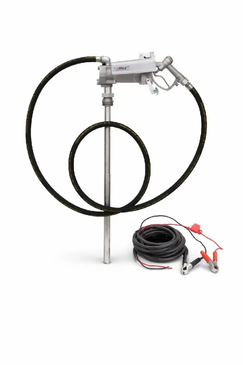 Pompe Gasoil 24V GROZ pour Fût 200L  Kit Distribution Diesel 57L/min avec Pistolet Automatique